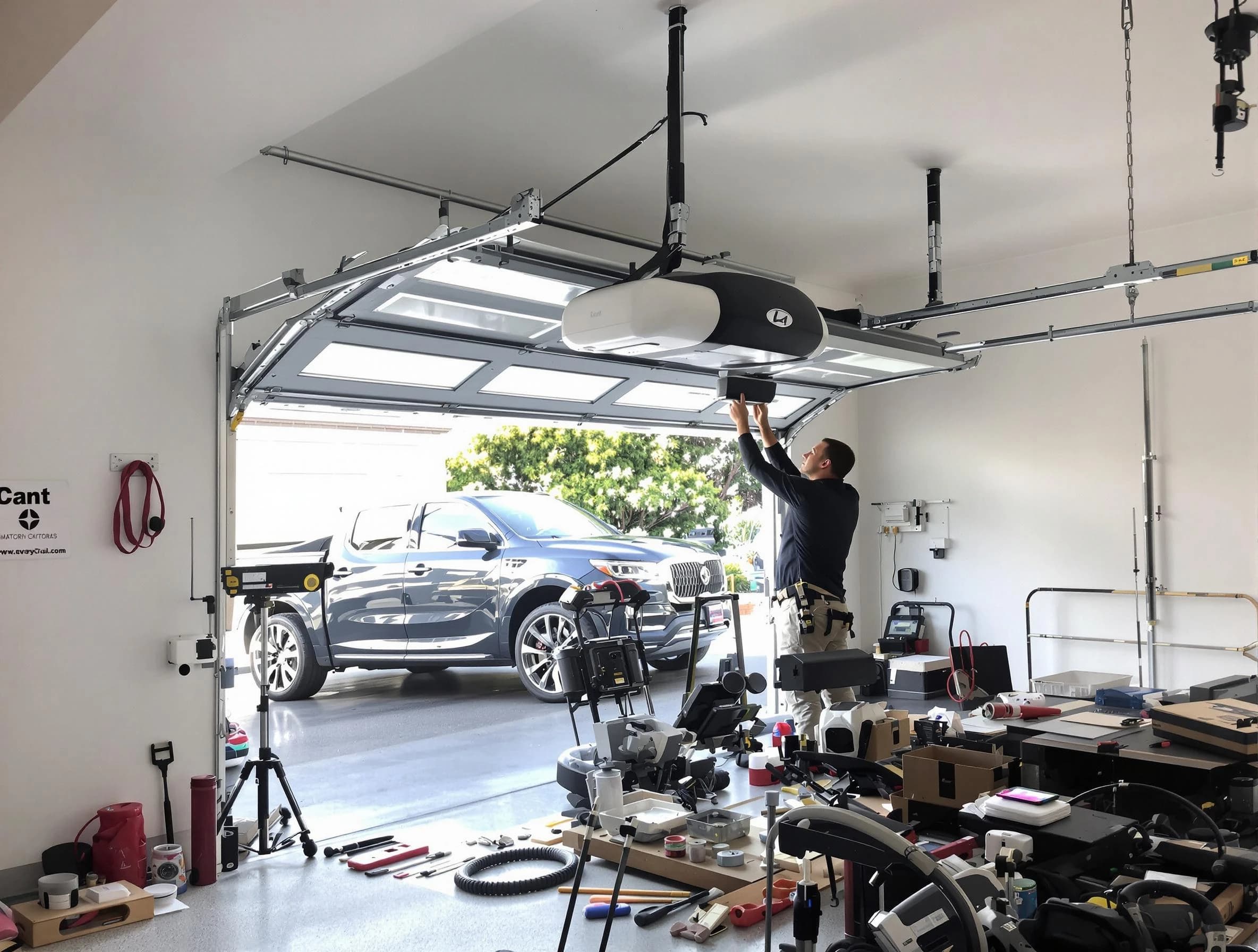 Chester Garage Door Repair specialist installing smart garage door opener system in Chester home