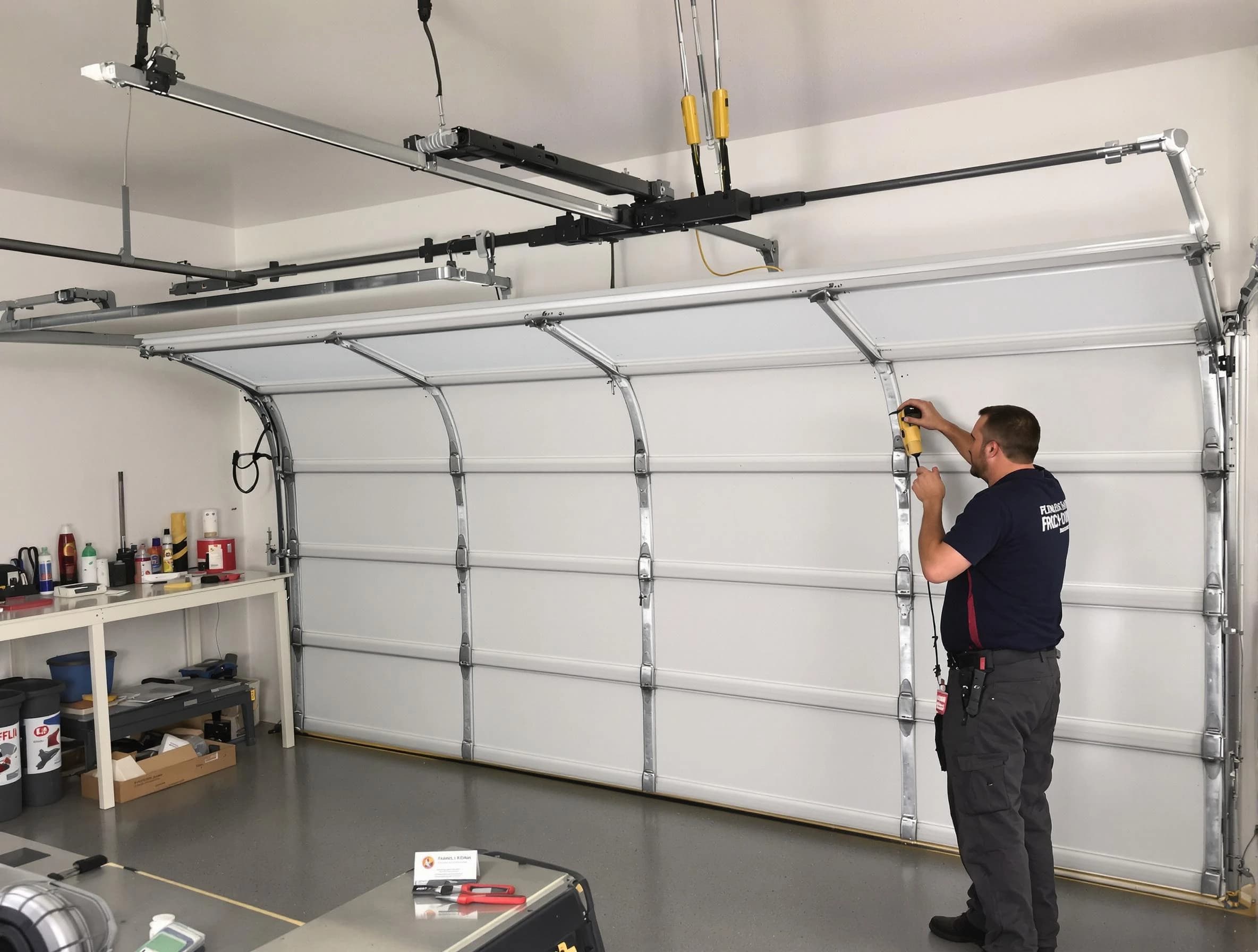 Chester Garage Door Repair certified technician performing overhead door system repair in Chester