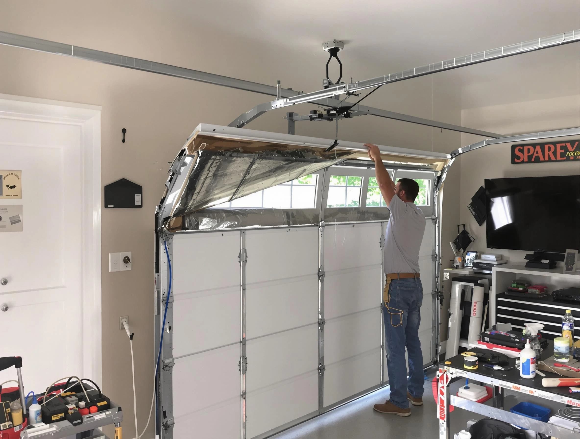 Garage door section replacement by Chester Garage Door Repair in Chester