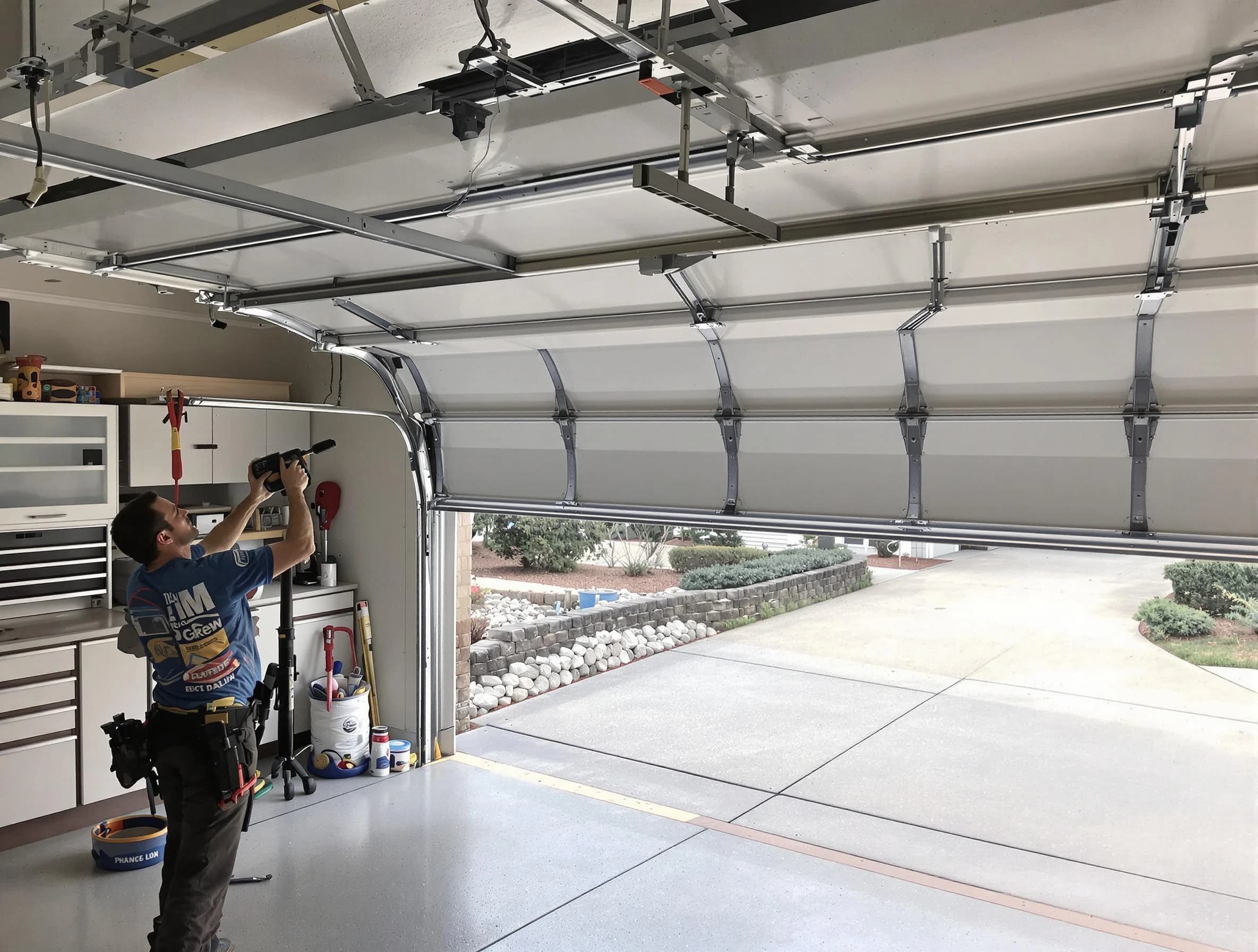 Garage door track repair service by Chester Garage Door Repair in Chester
