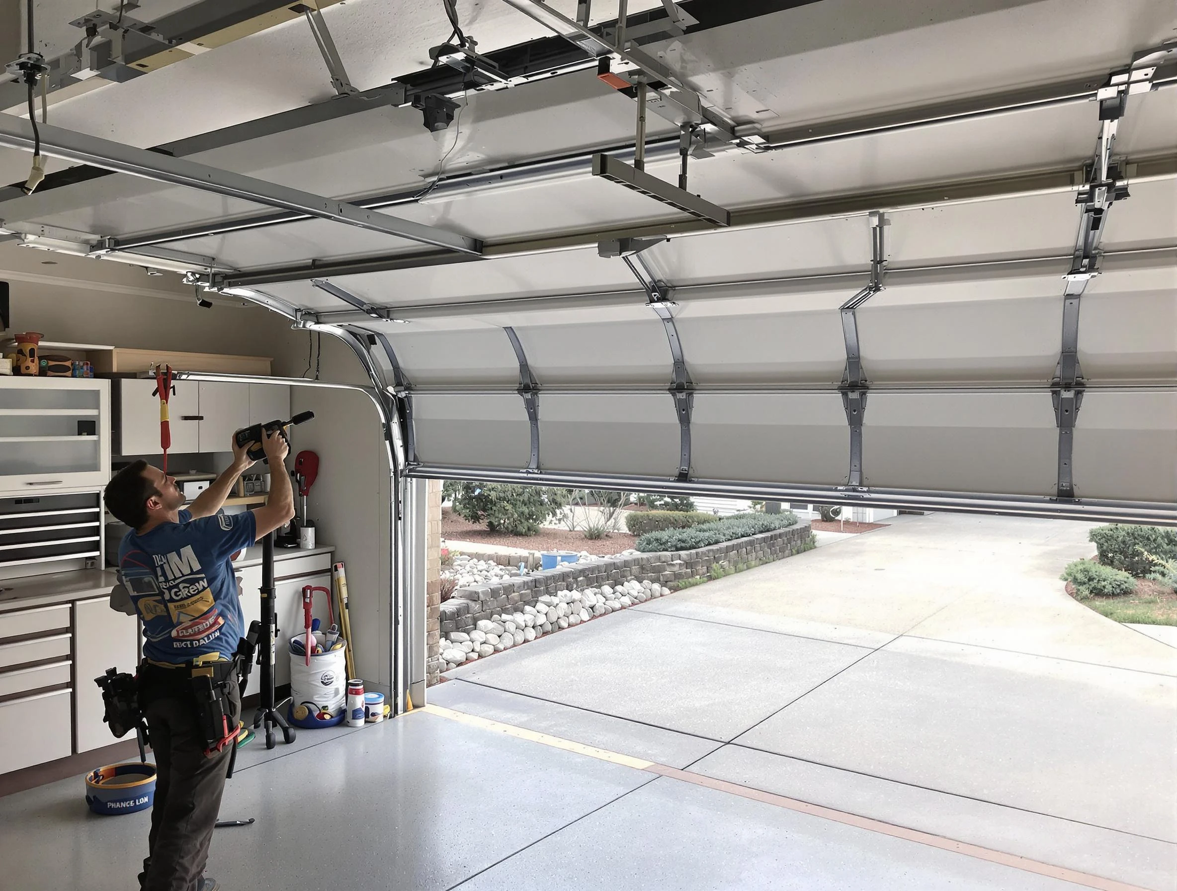 Garage door track repair service by Chester Garage Door Repair in Chester